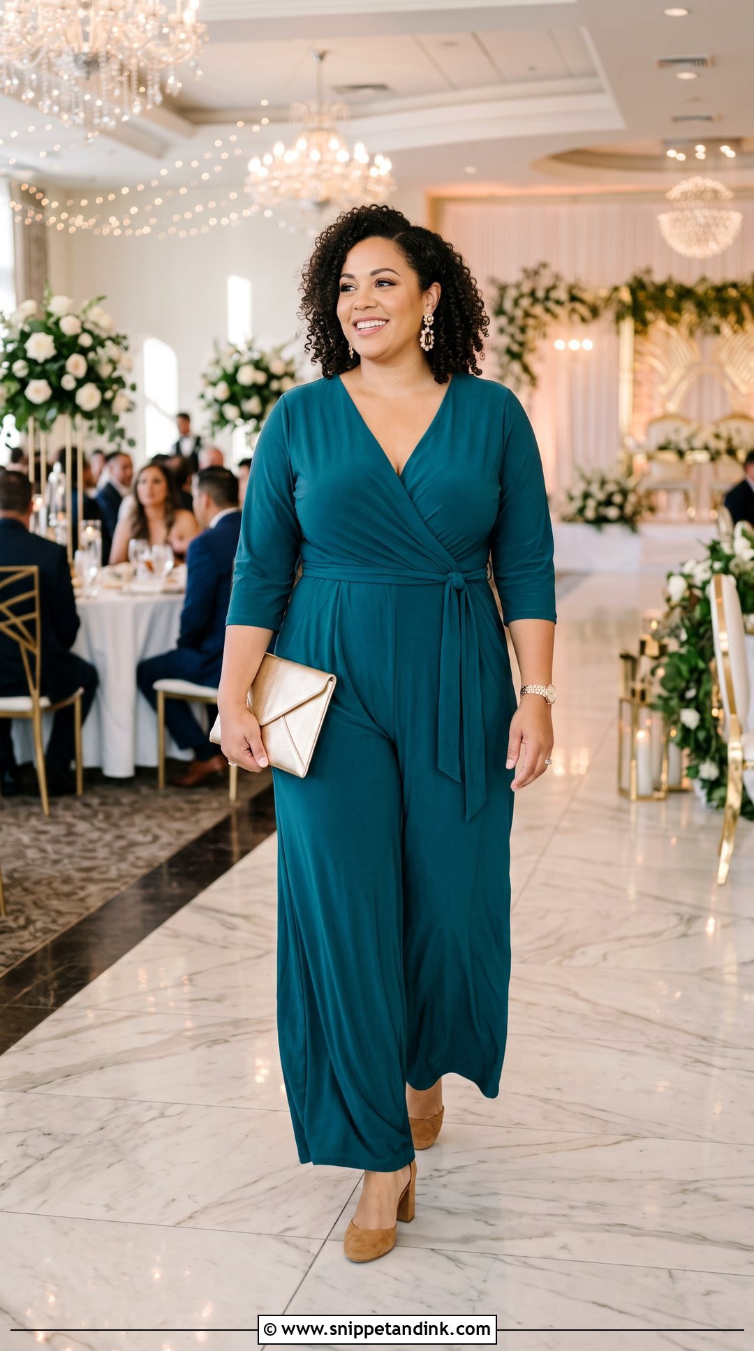 Plus Size Wrap Jumpsuit Vegas Wedding Outfit - Snippet and Ink - 20 Vegas Wedding Outfit Ideas