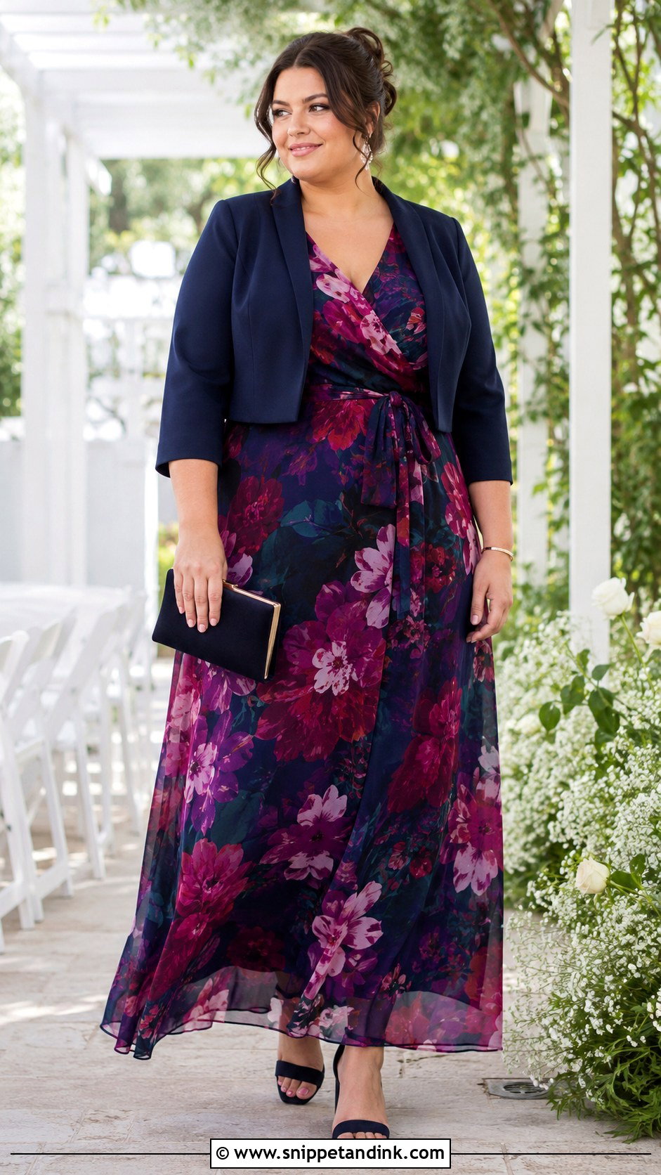 Plus Size Wrap Maxi Dress Wedding Guest Outfit - Snippet and Ink - 20 Best Lady Style for Wedding Ideas