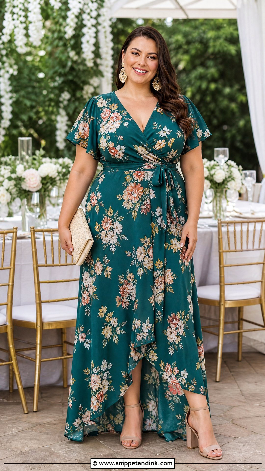 Plus Size Wrap Maxi Summer Wedding Attire - Snippet and Ink - 25 Summer Wedding Attire Ideas