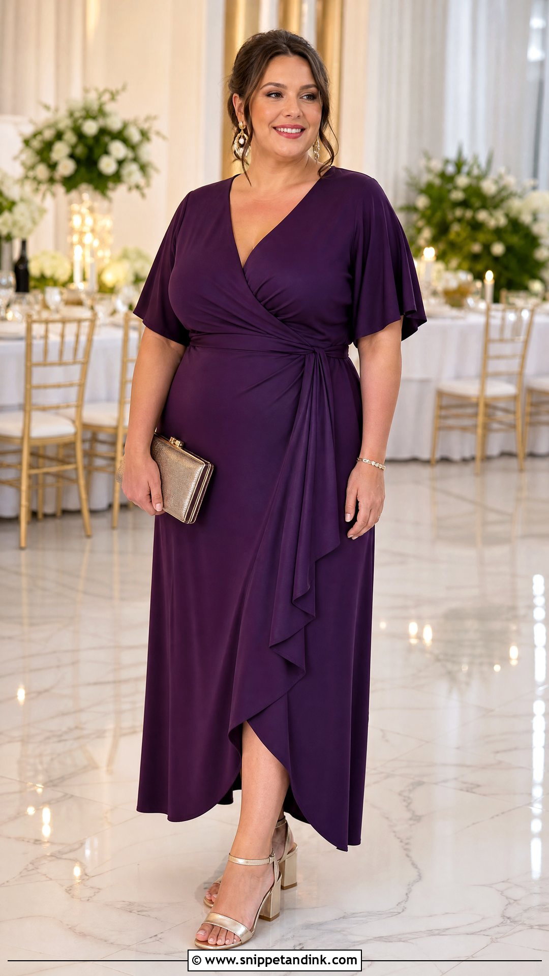 Plus Size Wrap Maxi Wedding Outfit - Snippet and Ink - 20 Wedding Outfit Aesthetic Ideas