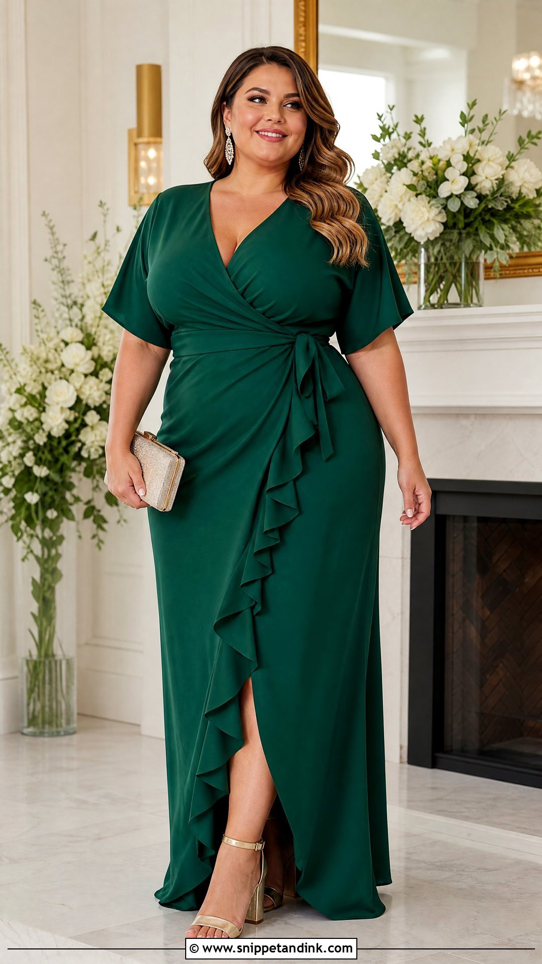 Plus Size Wrap Ruffled Gown - Snippet and Ink - 20 Ruffled Gown Ideas