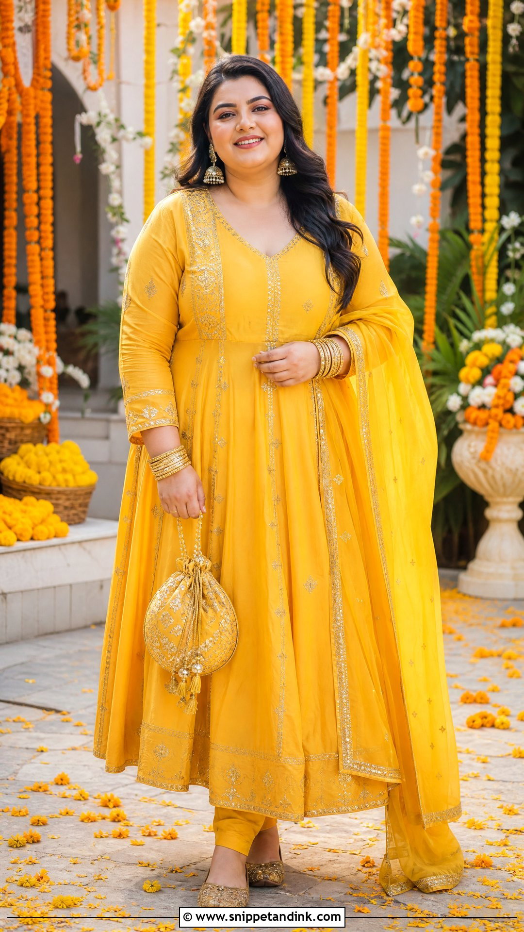Plus Size Yellow Anarkali for Haldi Function - Snippet and Ink - 25 Dress for Haldi Function Indian Weddings Ideas