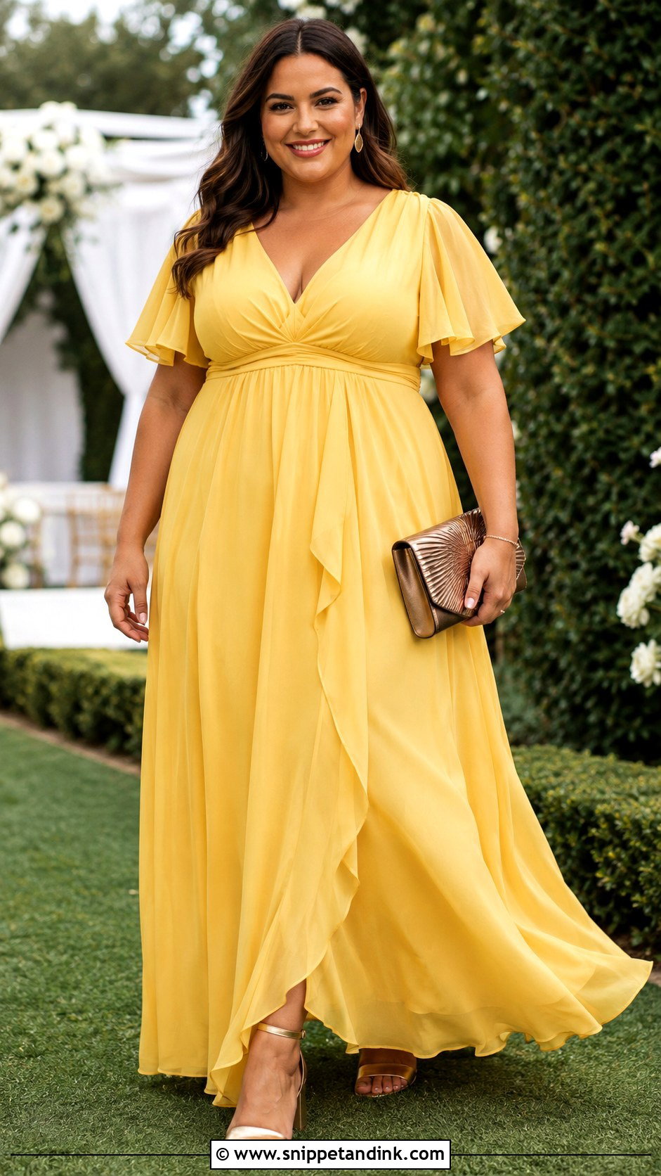 Plus Size Yellow Empire Waist Maxi Dress - Snippet and Ink - 20 Yellow Dress for Wedding Ideas