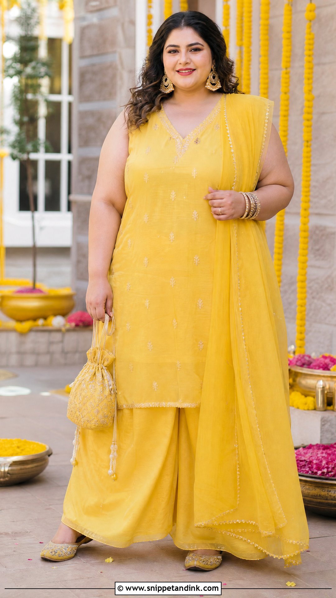 Plus Size Yellow Palazzo Suit for Haldi - Snippet and Ink - 20 Yellow Plazo Suit for Haldi Ideas