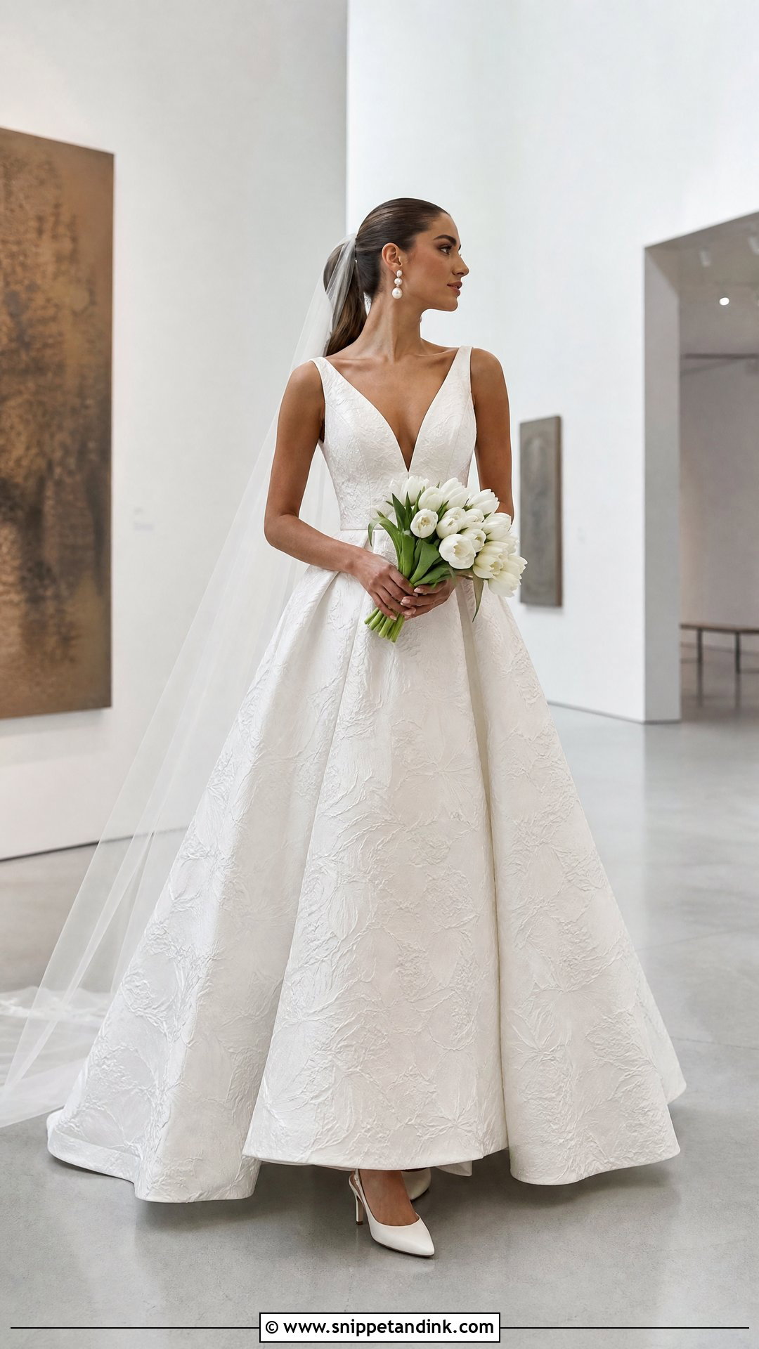Pnina Tornai Floral Jacquard A Line Wedding Dress - Snippet and Ink - 20 Panina Torne Wedding Dress Ideas