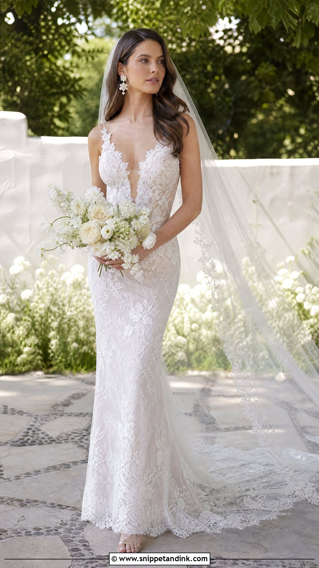 Pnina Tornai Floral Lace Sheath Wedding Dress - Snippet and Ink - 20 Panina Torne Wedding Dress Ideas