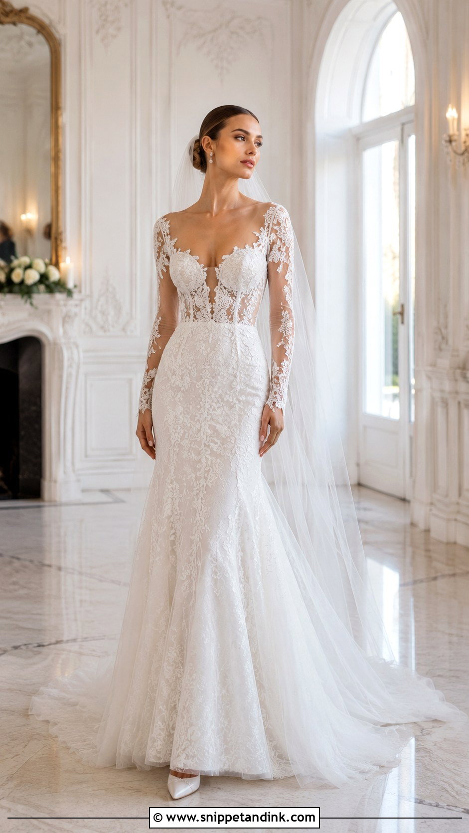 Pnina Tornai Illusion Sleeve Wedding Dress - Snippet and Ink - 30 Pnina Tornai Wedding Dress Ideas