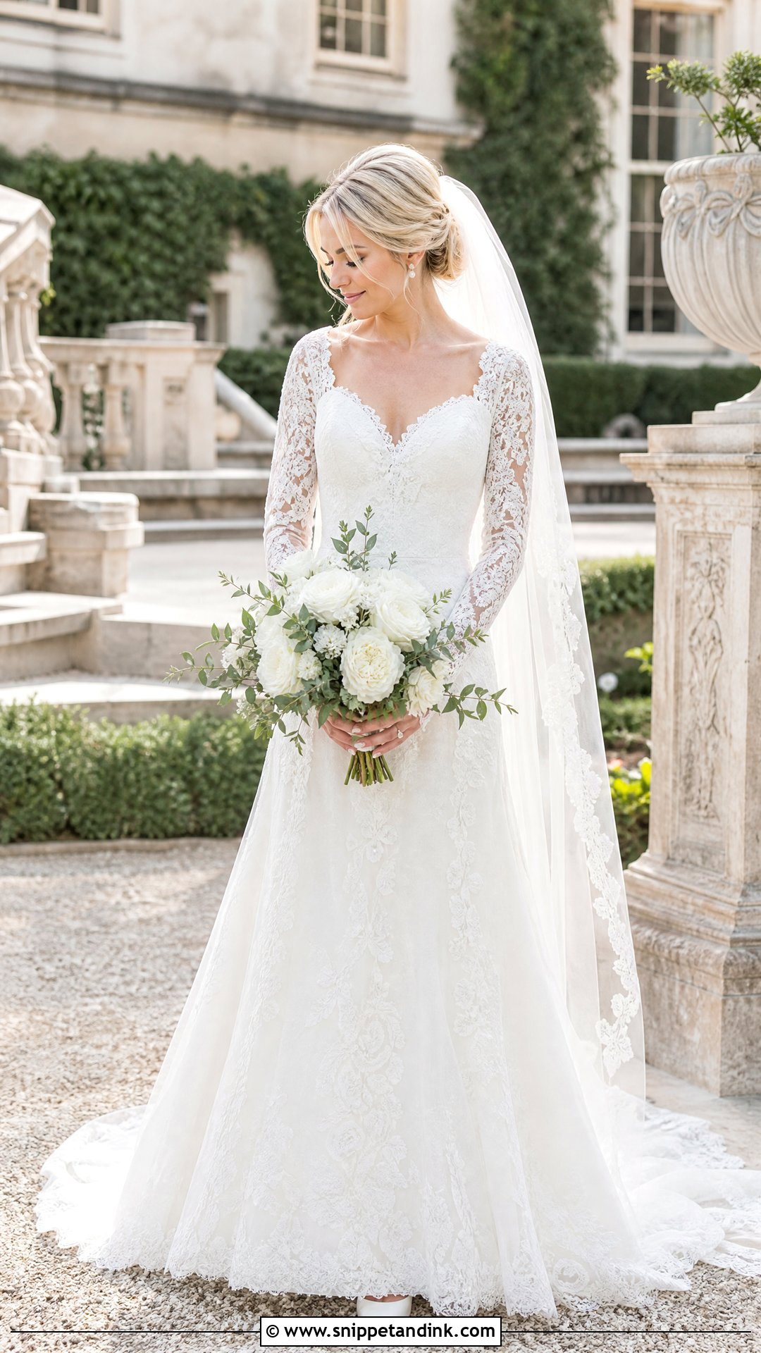 Pnina Tornai Lace A Line Wedding Dress With Long Sleeves - Snippet and Ink - 20 Panina Torne Wedding Dress Ideas