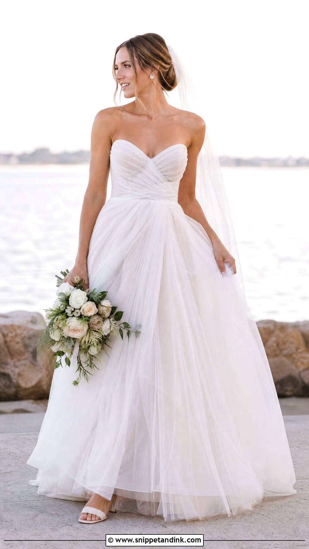 Pnina Tornai Ruched Tulle A Line Wedding Dress - Snippet and Ink - 20 Panina Torne Wedding Dress Ideas