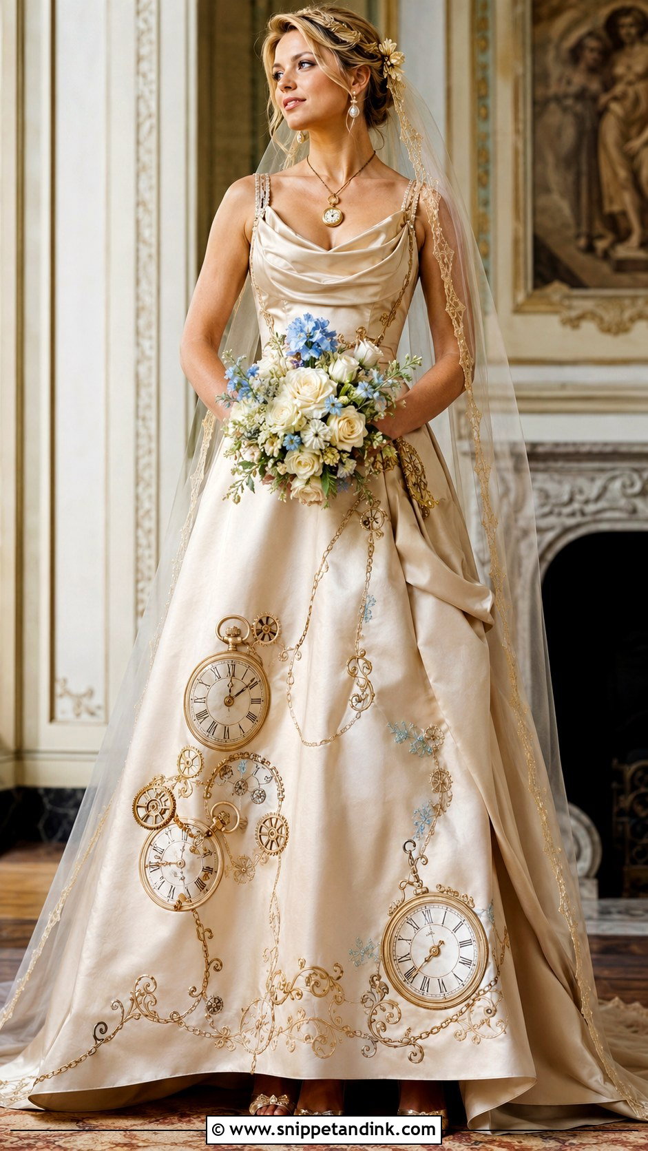 Pocket Watch Alice in Wonderland Wedding Dress - Snippet and Ink - 20 Alice in Wonderland Wedding Dress Ideas