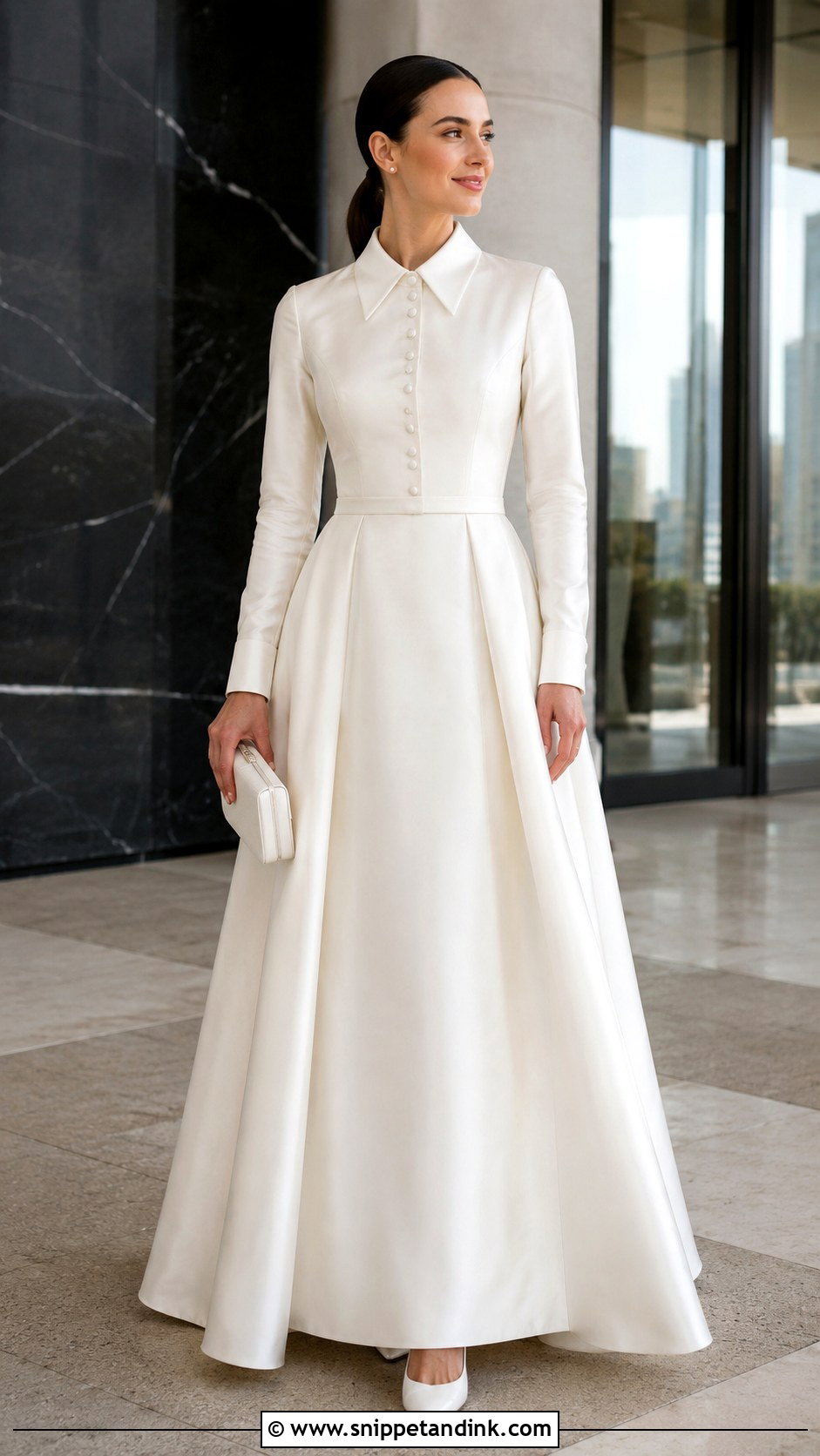 Pointed Shirt Collar Wedding Dress - Snippet and Ink - 20 Collar Wedding Dress Ideas