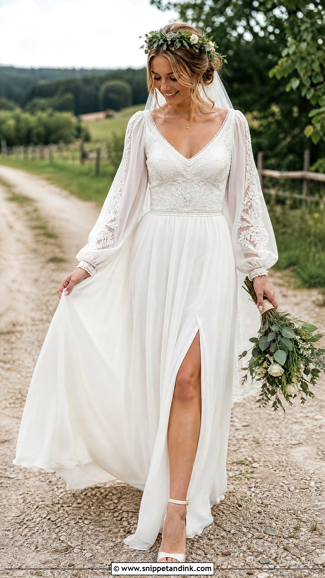 Polish Boho Wedding Dress With Embroidered Sleeves - Snippet and Ink - 20 Polish Wedding Dress Ideas