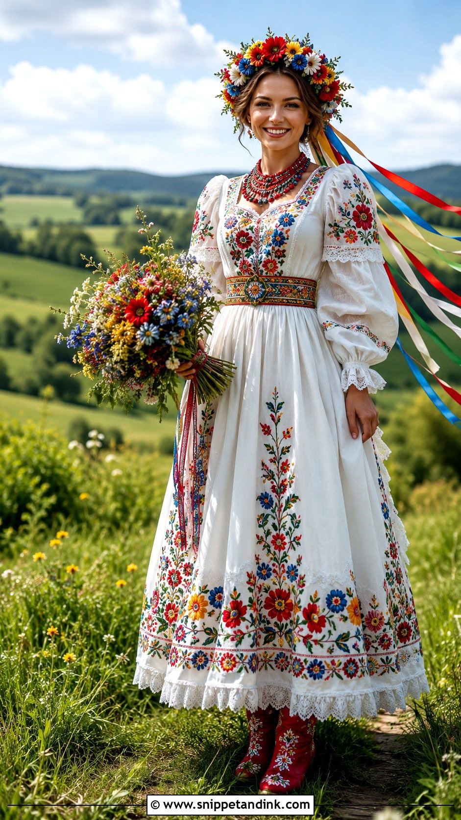 Polish Floral Embroidered Wedding Dress - Snippet and Ink - 20 Slavic Wedding Dress Ideas