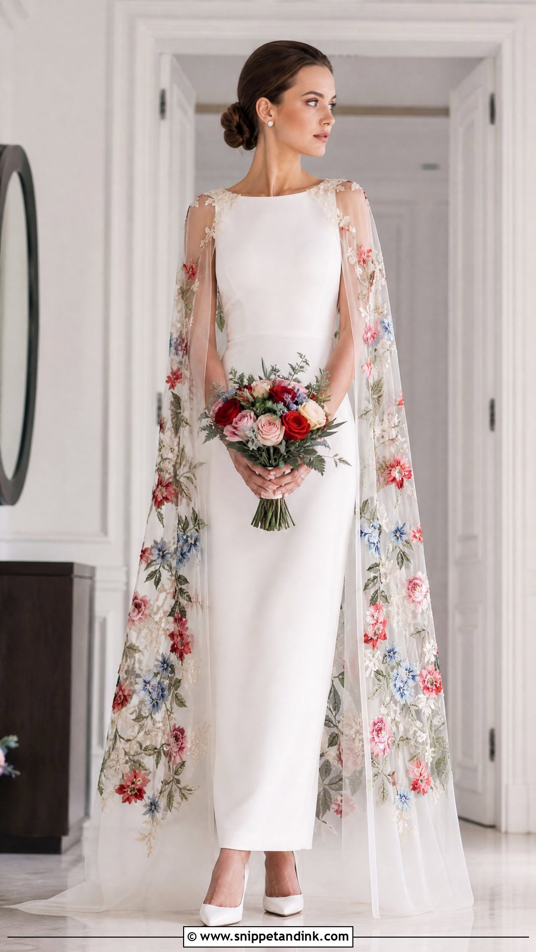 Polish Wedding Dress With Floral Cape - Snippet and Ink - 20 Polish Wedding Dress Ideas