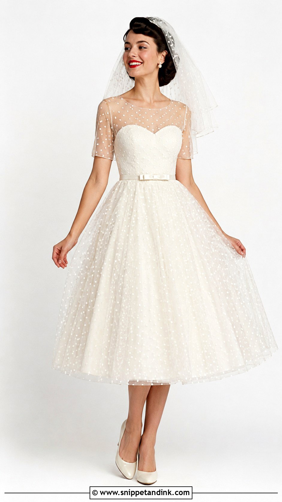 Polka Dot 50s Wedding Dress - Snippet and Ink - 30 50s Wedding Dress Ideas