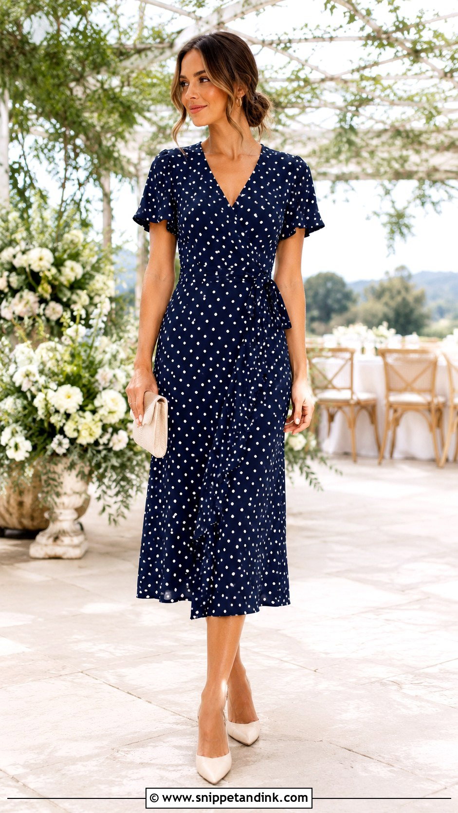 Polka Dot Dress Wedding Guest Outfit - Snippet and Ink - 30 Wedding Wear Ideas