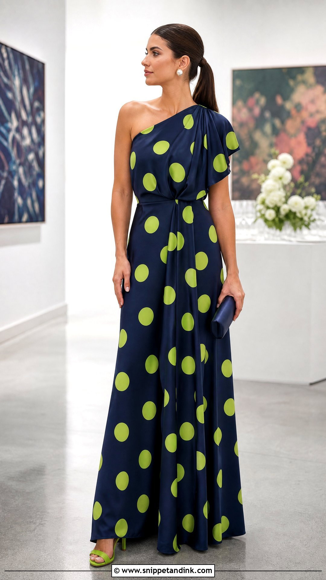Polka Dot Maxi Dress For A Funky Formal Wedding - Snippet and Ink - 20 Funky Formal Wedding Attire Ideas