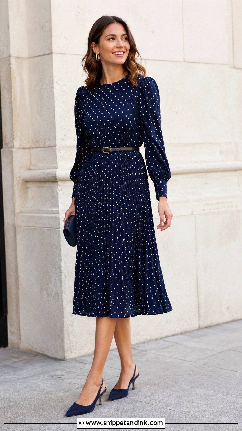 Polka Dot Midi Dress Wedding Guest Outfit - Snippet and Ink - 20 Dress Outfits for Wedding