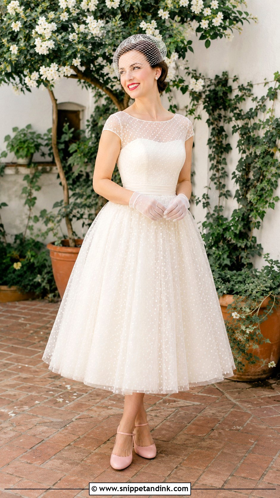 Polka Dot Tea Length Wedding Dress - Snippet and Ink - 20 Funky Wedding Dress Ideas