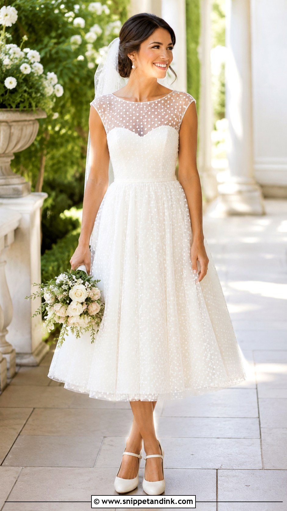 Polka Dot Tea Length Wedding Dress - Snippet and Ink - 25 Tea Length Wedding Dress Vintage Ideas