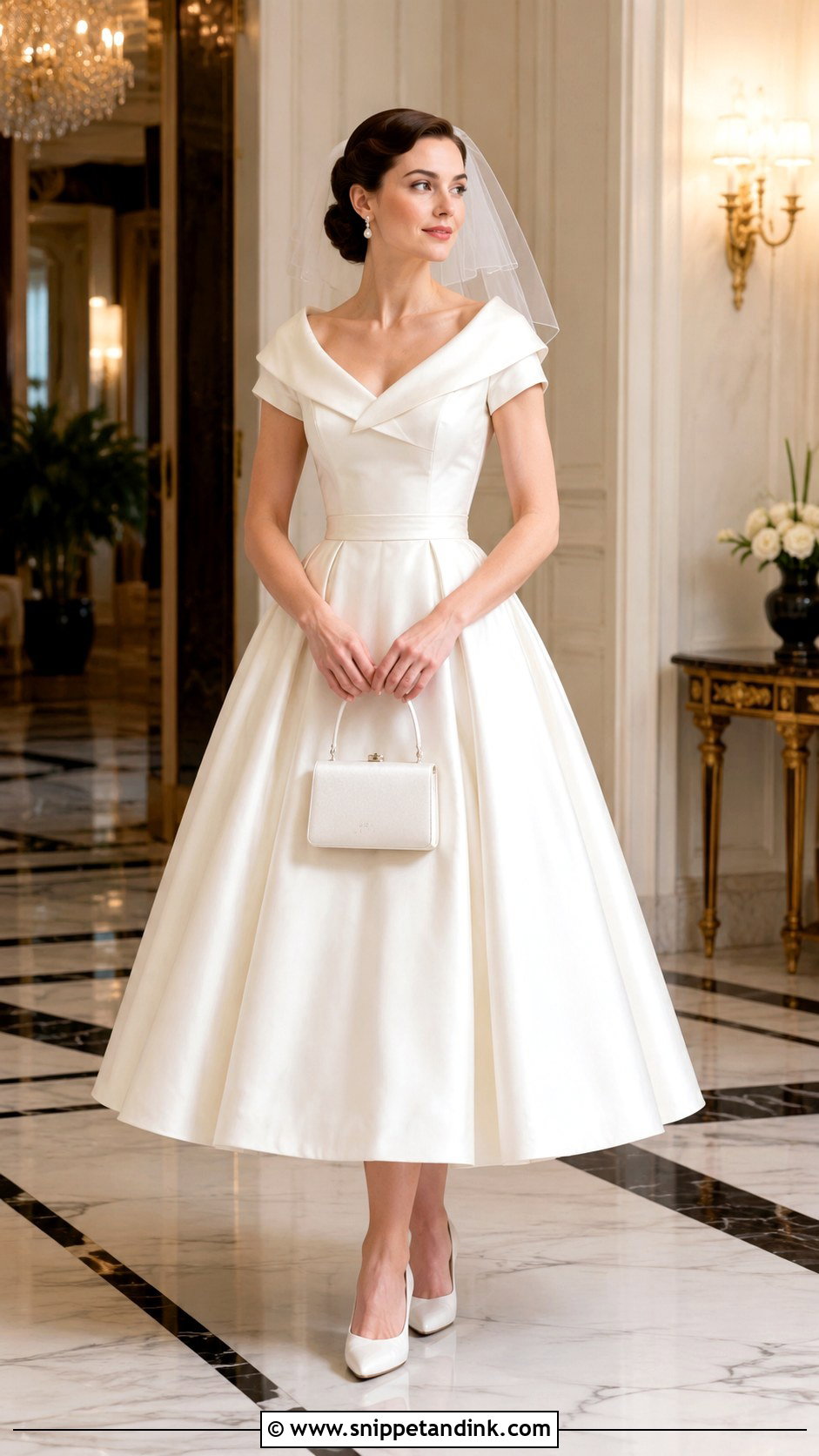 Portrait Collar 50s Wedding Dress - Snippet and Ink - 20 50s Inspired Wedding Dress Ideas