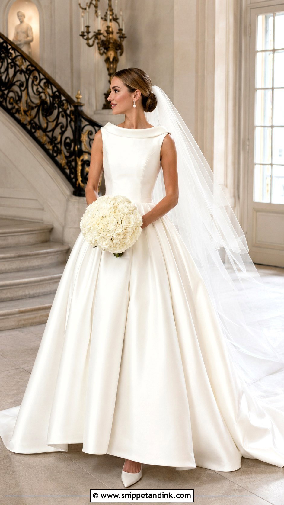 Portrait Collar Ball Gown Wedding Dress - Snippet and Ink - 20 Collar Wedding Dress Ideas