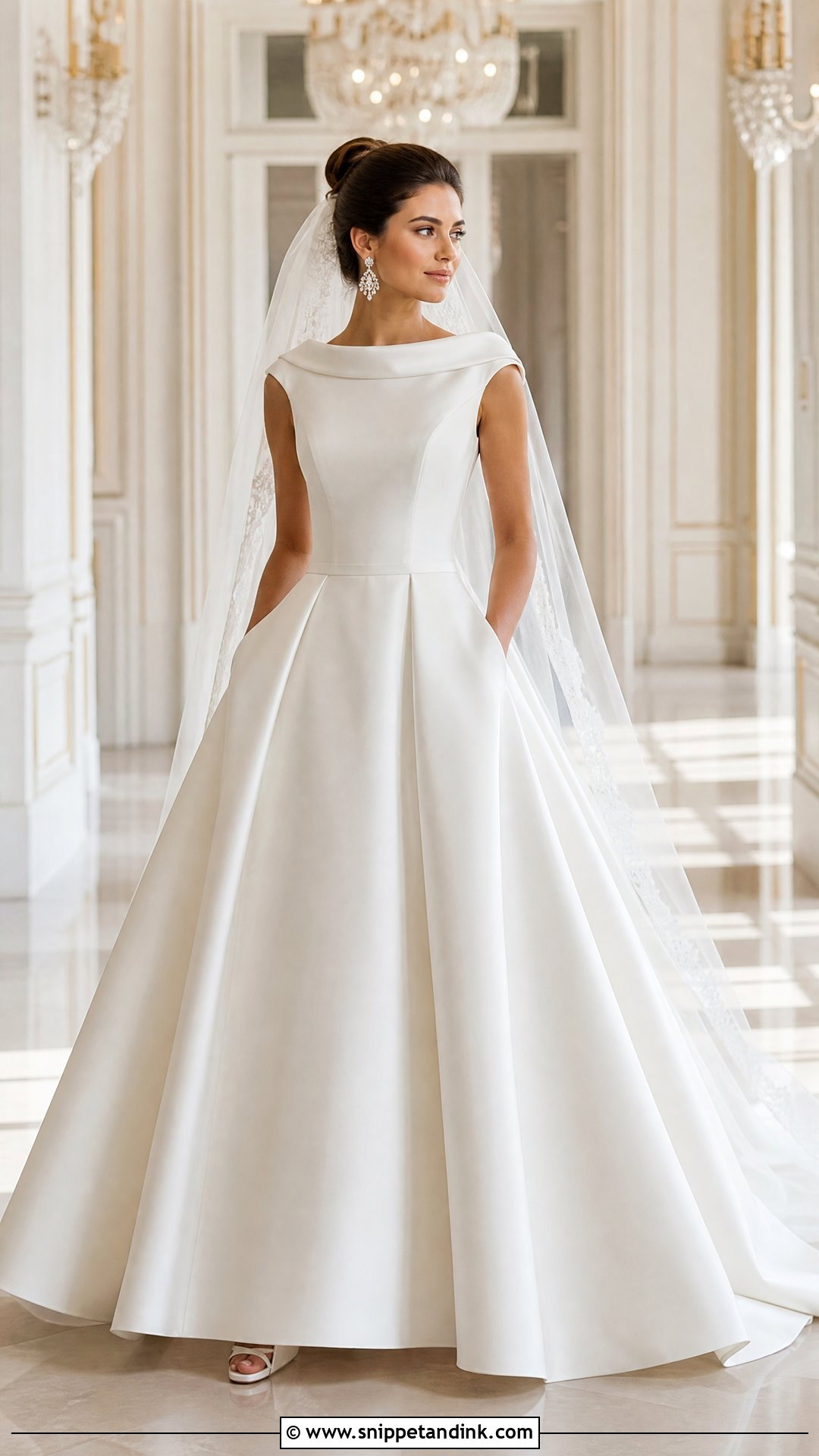 Portrait Neck Ball Gown Wedding Dress - Snippet and Ink - 20 Neck Wedding Dress Ideas