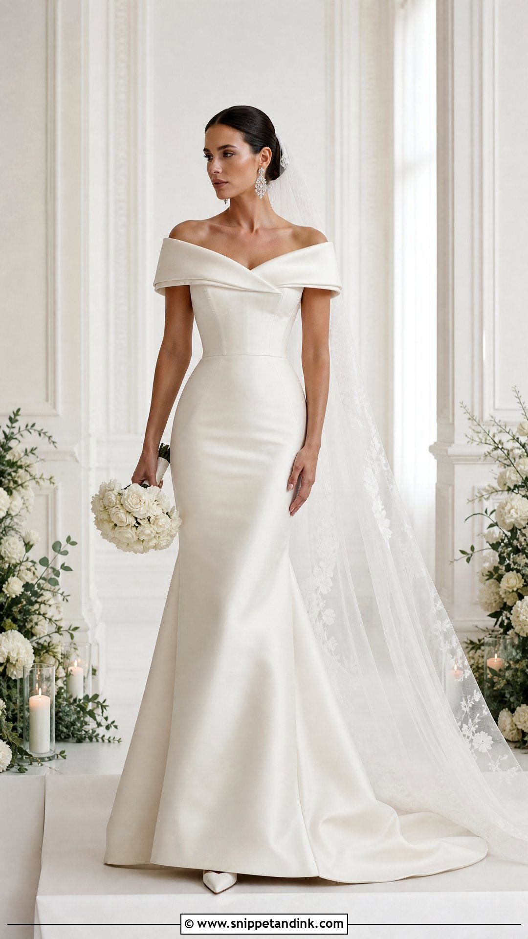 Portrait Neckline Soft Dramatic Wedding Dress - Snippet and Ink - 20 Soft Dramatic Wedding Dress Ideas