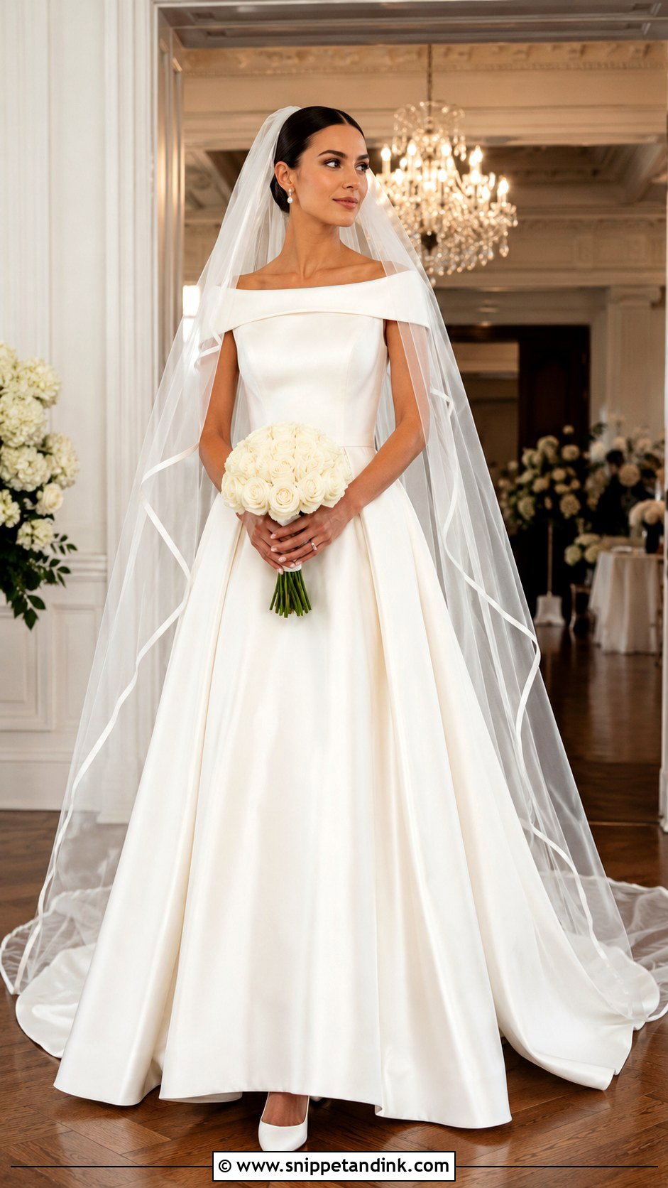 Portrait Neckline Wedding Dress - Snippet and Ink - 20 Amal Clooney Wedding Dress Ideas