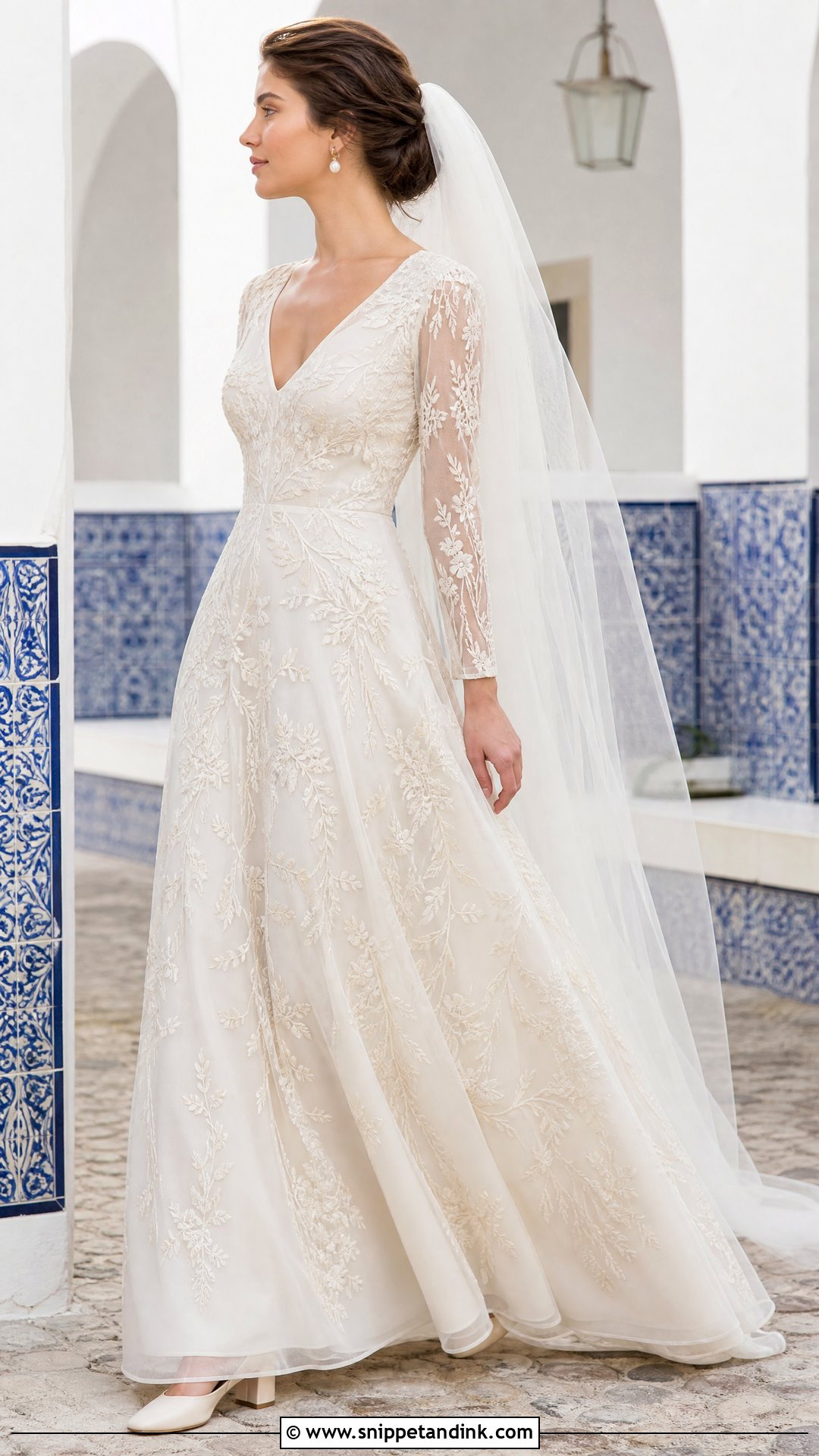 Portuguese Embroidered Wedding Dress - Snippet and Ink - 20 European Wedding Dress Ideas