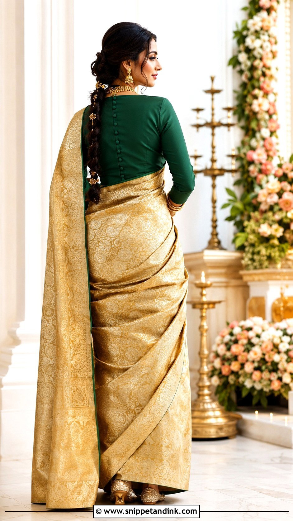 Potli Button Wedding Blouse With Traditional Saree - Snippet and Ink - 20 Wedding Blouse Designs