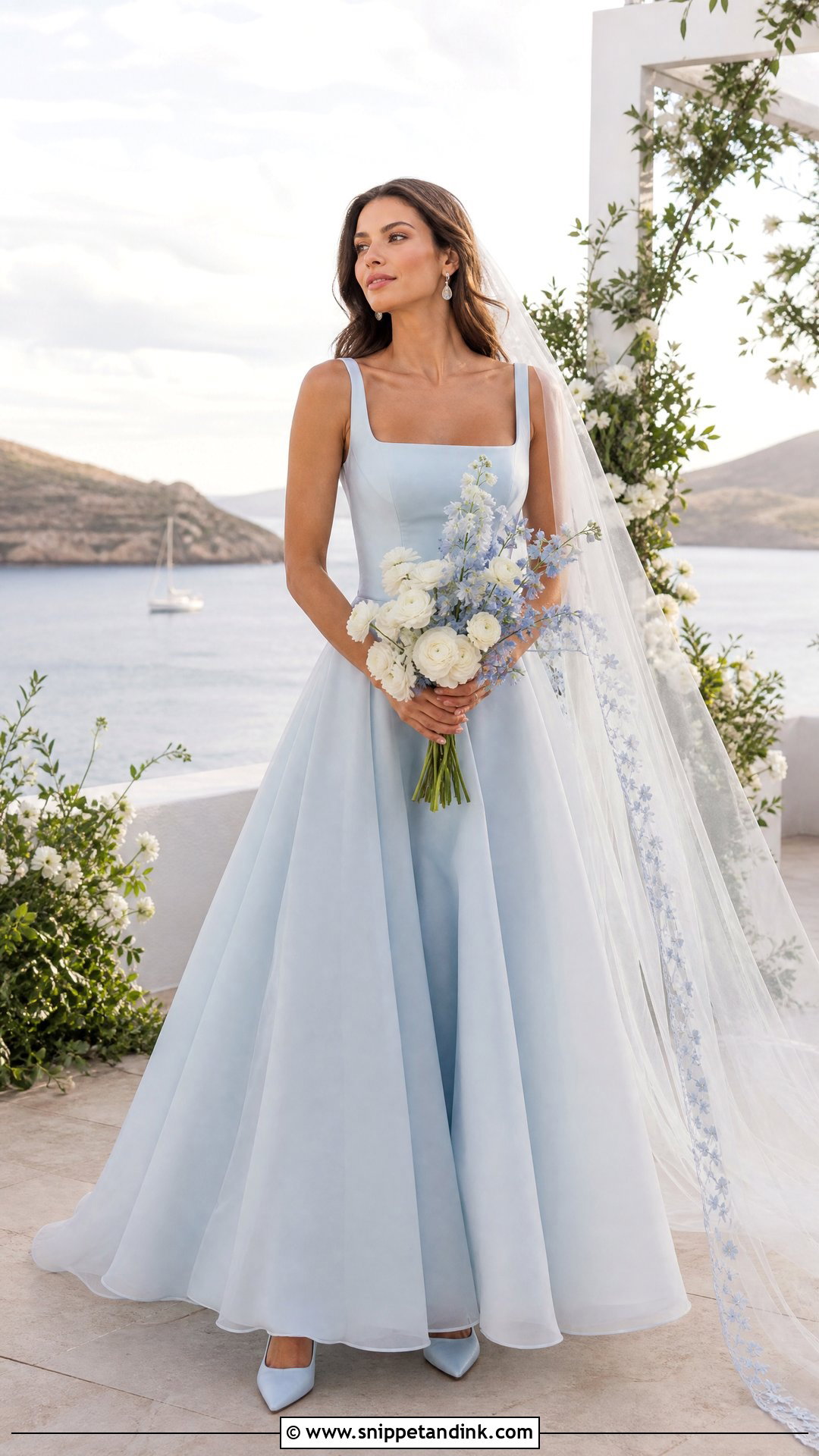 Powder Blue A Line Wedding Dress - Snippet and Ink - 20 Pastel Wedding Dresses