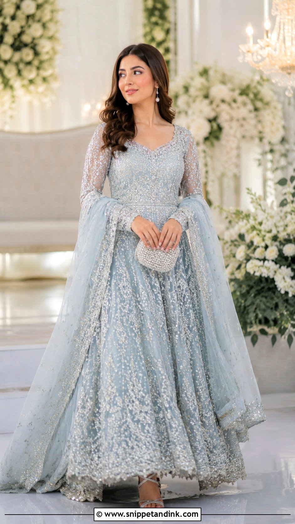Powder Blue Agha Noor Bridal Gown - Snippet and Ink - 20 Agha Noor Bridal Ideas