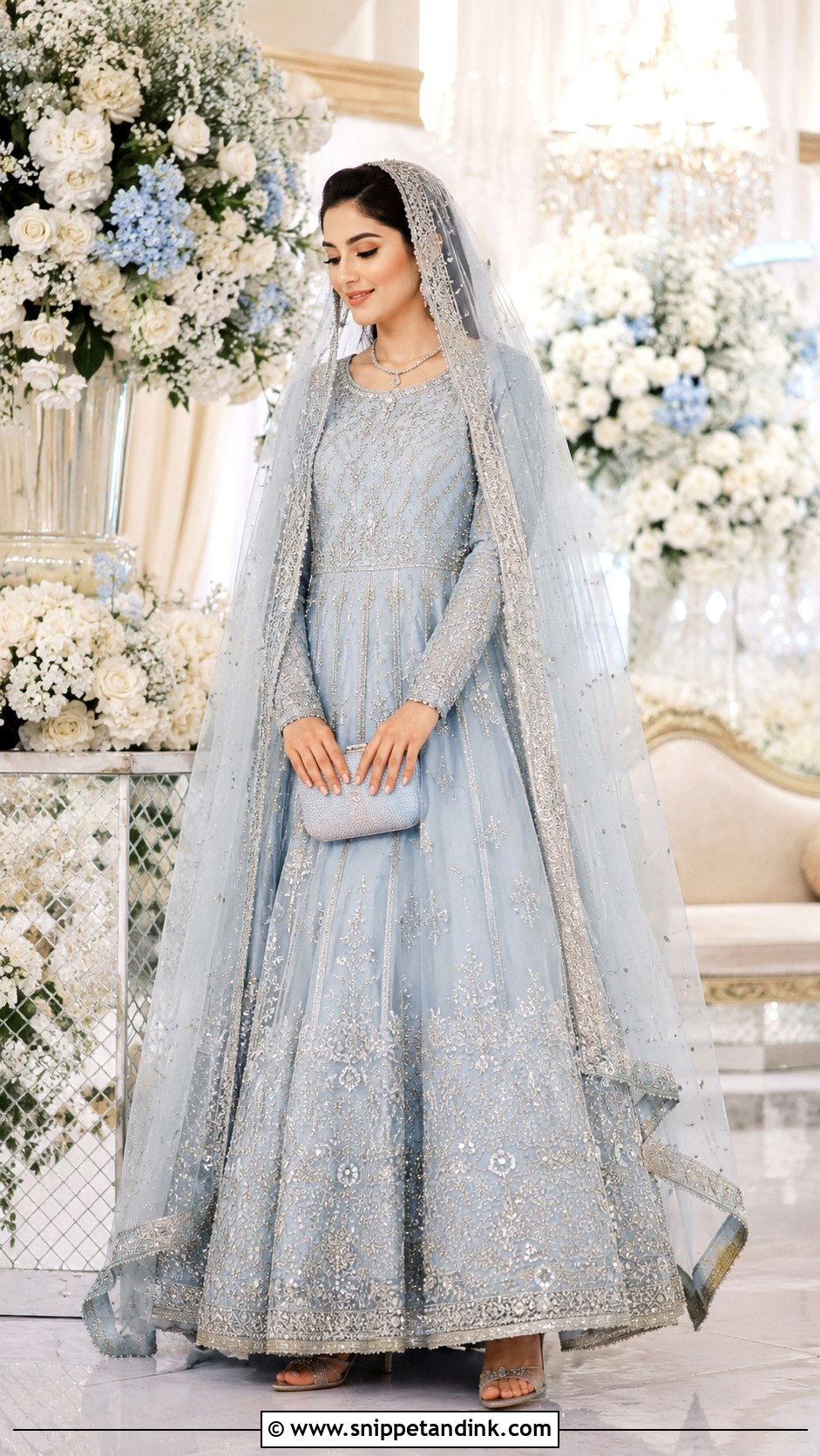 Powder Blue Anarkali Nikah Dress - Snippet and Ink - 20 Nikah Dress for Bride Ideas
