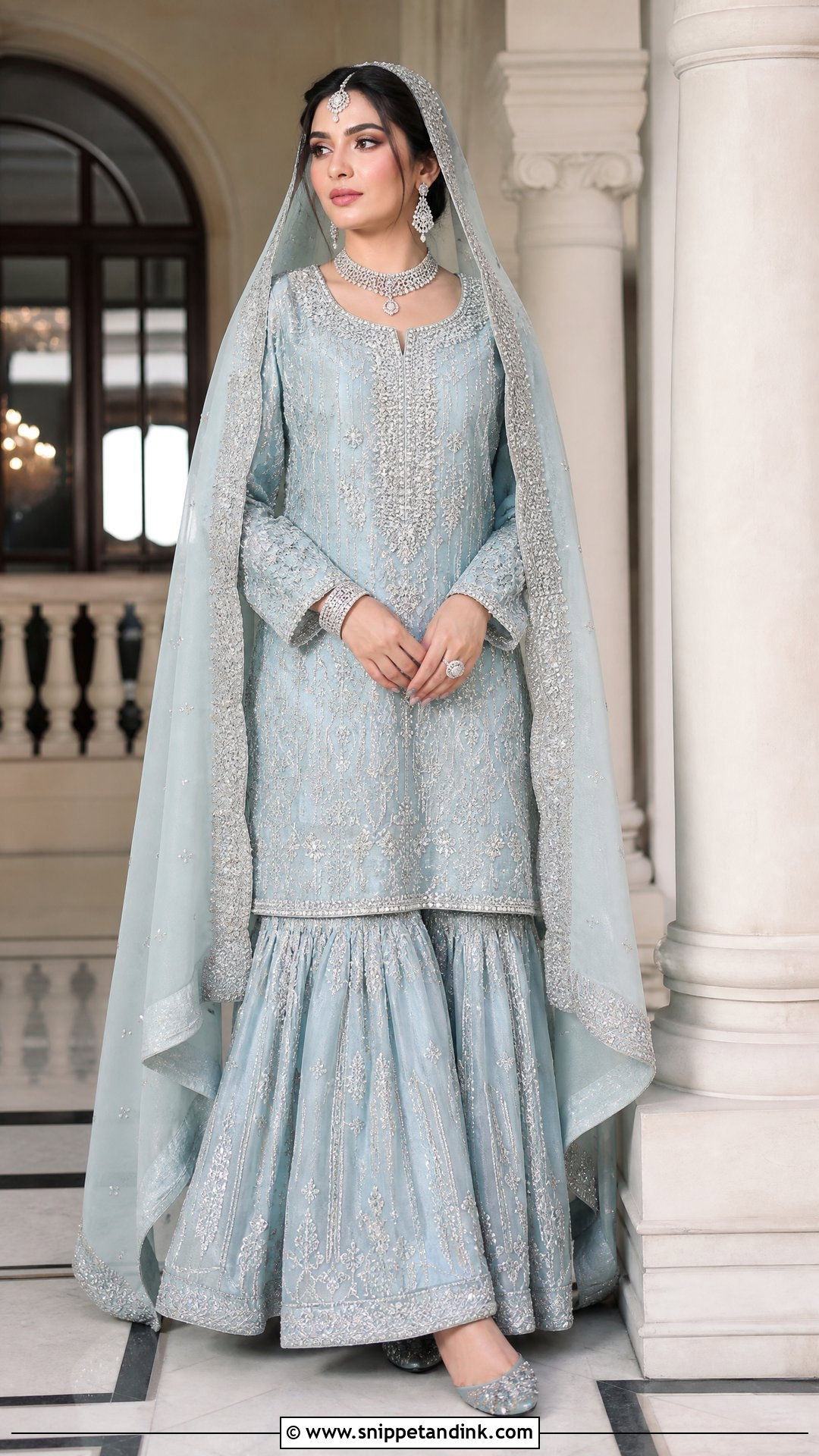Powder Blue And Silver Nikkah Garara - Snippet and Ink - 20 Nikkah Garara Ideas