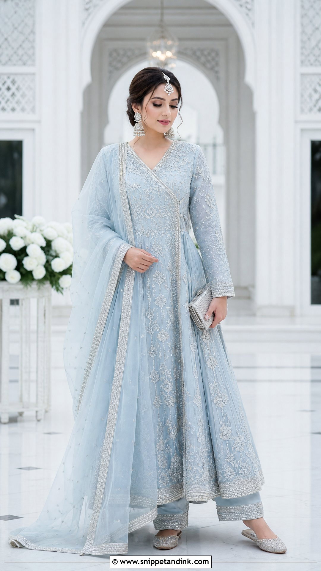 Powder Blue Angrakha Nikah Dress - Snippet and Ink - 20 Nikah Bridal Dress Ideas