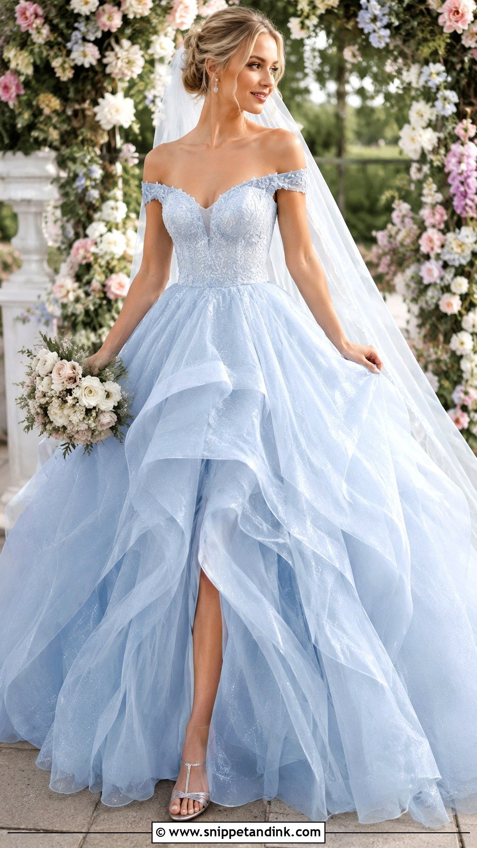 Powder Blue Ball Gown Wedding Dress - Snippet and Ink - 25 Blue Wedding Gowns