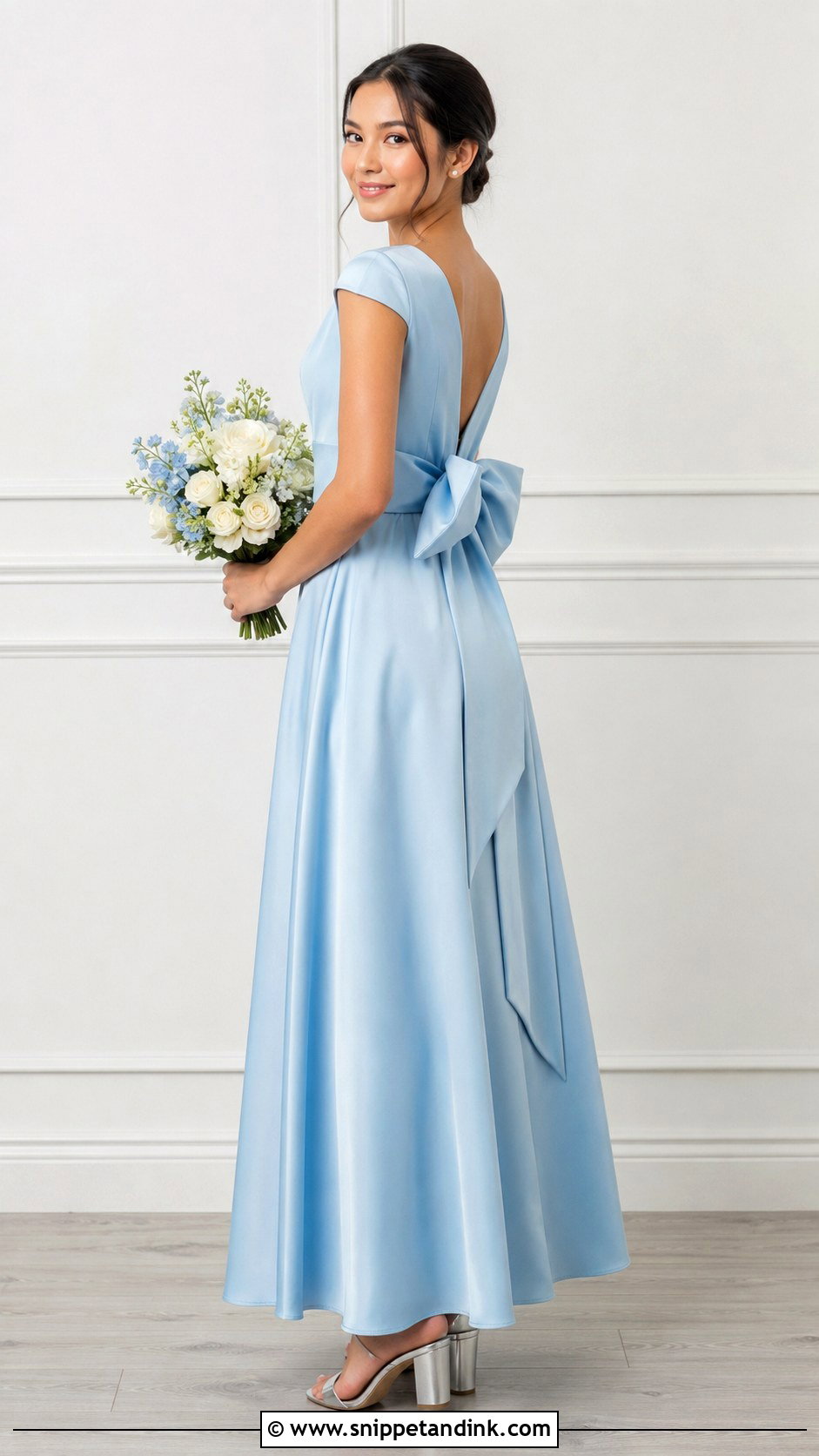 Powder Blue Bow Back Wedding Entourage Gown - Snippet and Ink - 20 Wedding Entourage Gowns