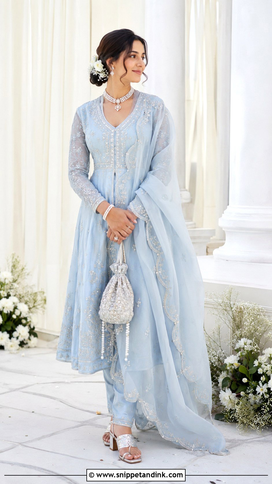 Powder Blue Bridal Anarkali Suit - Snippet and Ink - 20 Bridal Anarkali Suits Brides
