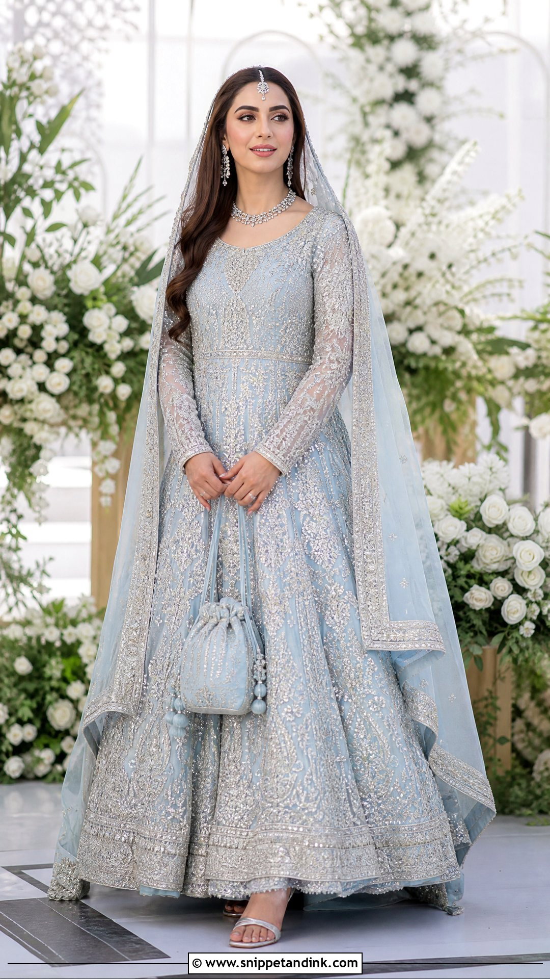 Powder Blue Bridal Lehenga For Walima - Snippet and Ink - 25 Latest Bridal Dresses Pakistan