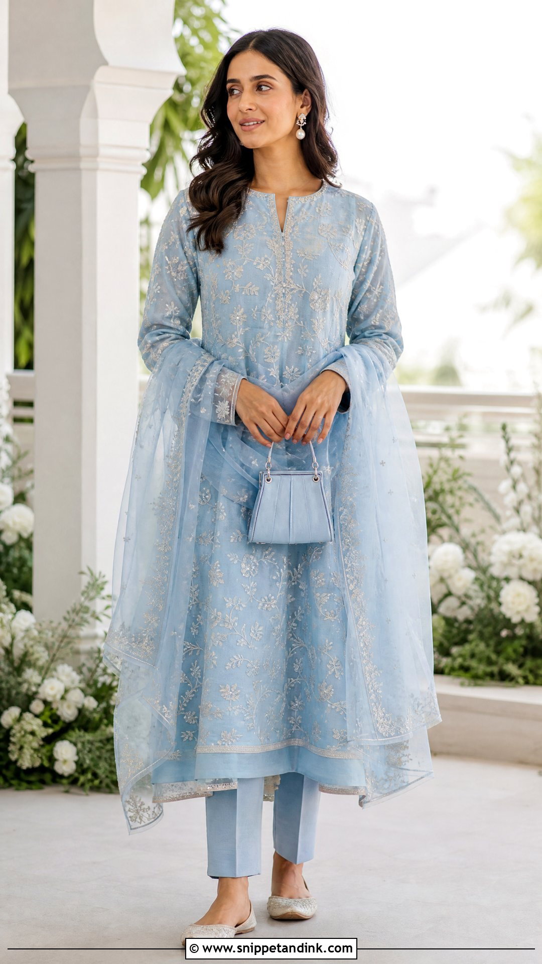 Powder Blue Chanderi Salwar Suit - Snippet and Ink - 20 Wedding Salwar Suits