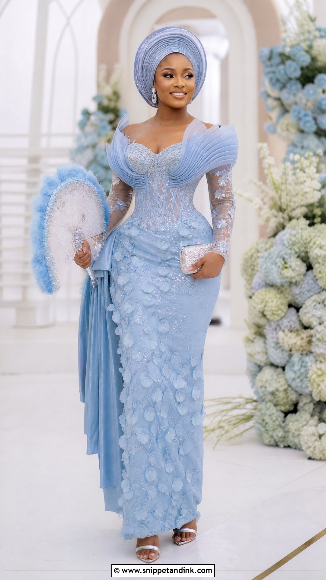 Powder Blue Feather Free Veekee James Traditional Wedding Dress - Snippet and Ink - 20 Veekee James Traditional Wedding Dress Ideas