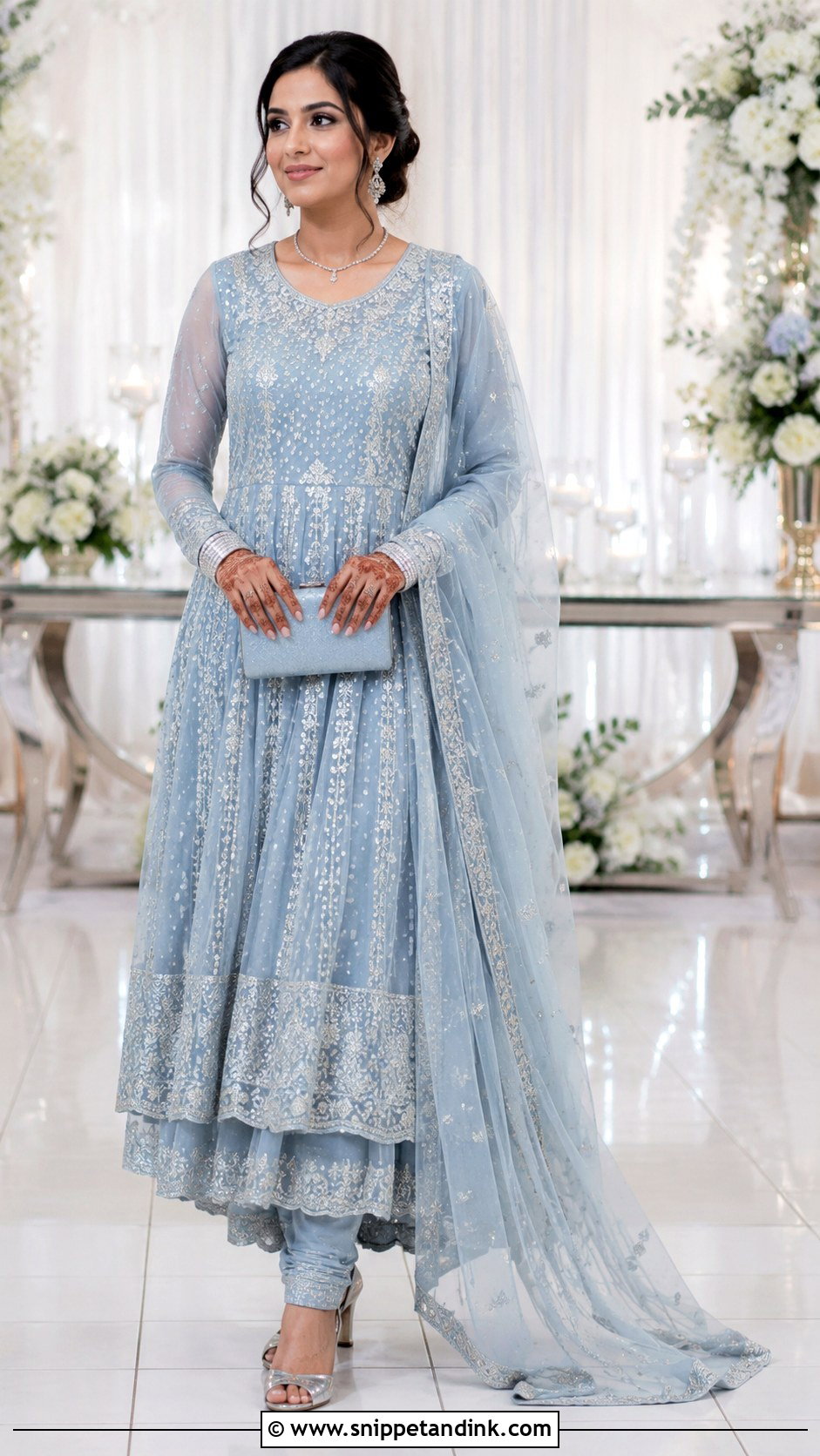 Powder Blue Floor Length Bridal Salwar Suit - Snippet and Ink - 20 Bridal Salwar Suits