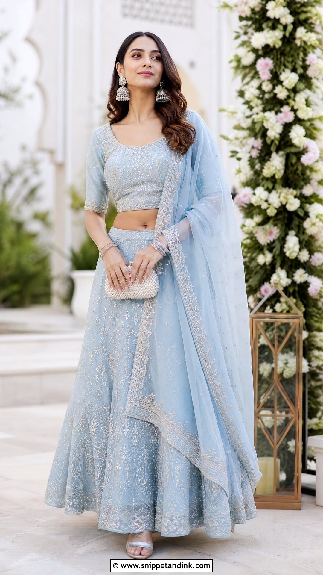 Powder Blue Georgette Guest Lehenga - Snippet and Ink - 20 Lenghas for Wedding Ideas