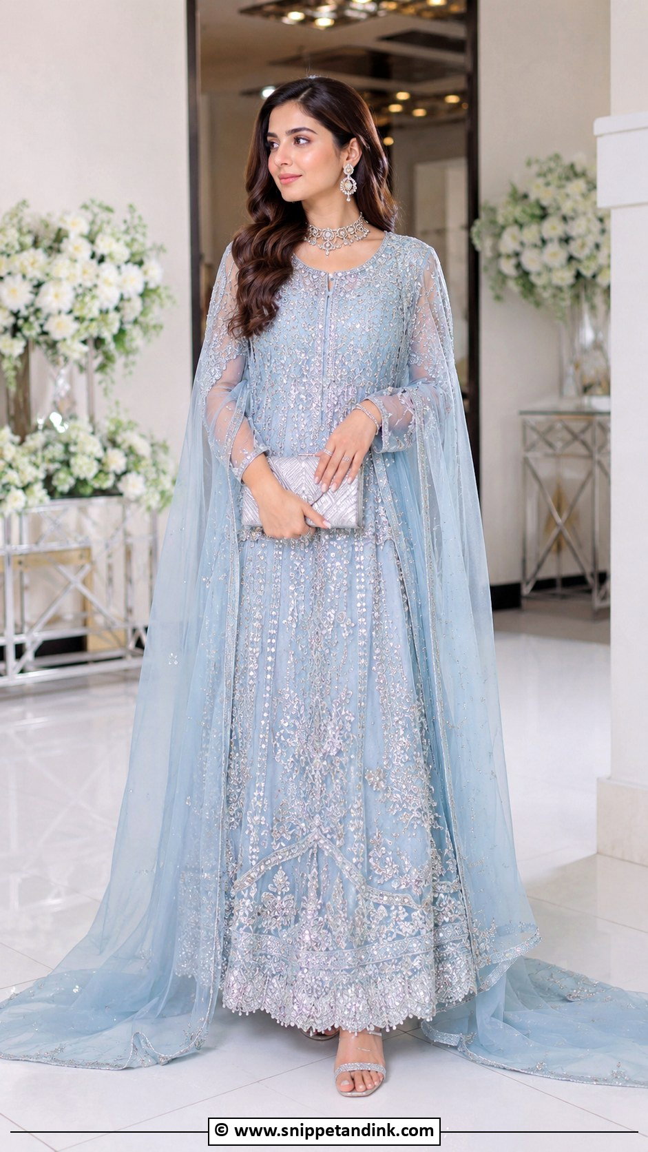 Powder Blue Gown For Barat - Snippet and Ink - 25 Barat Dresses for Bride Sister