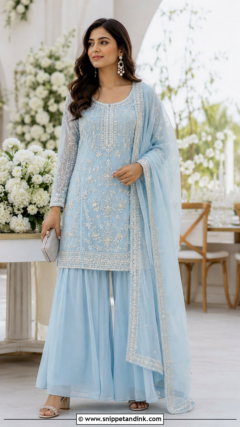 Powder Blue Heavy Plazo Suit for Wedding - Snippet and Ink - 20 Heavy Plazo Suits for Wedding