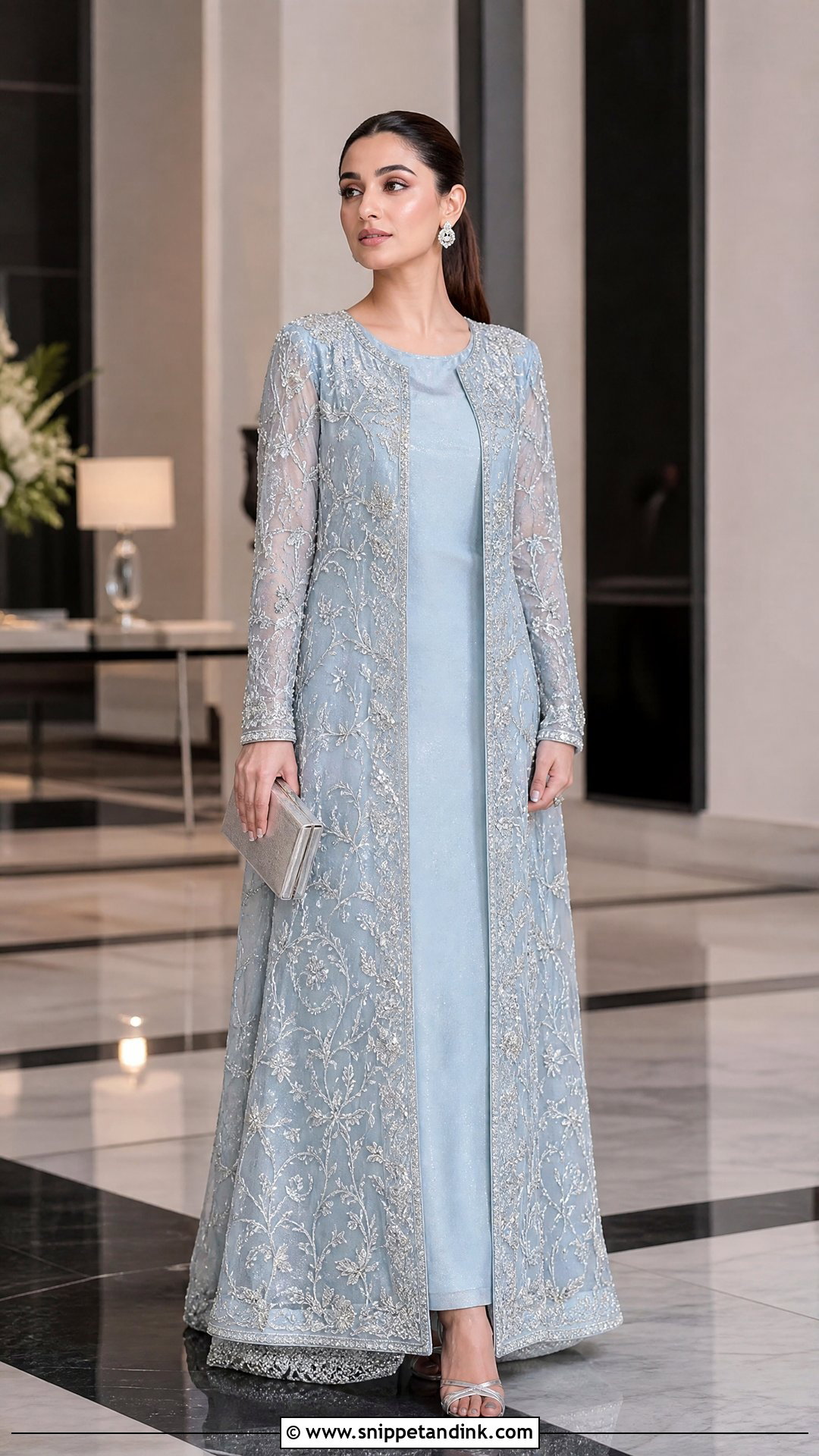 Powder Blue Jacket Walima Gown - Snippet and Ink - 20 Walima Gown Ideas