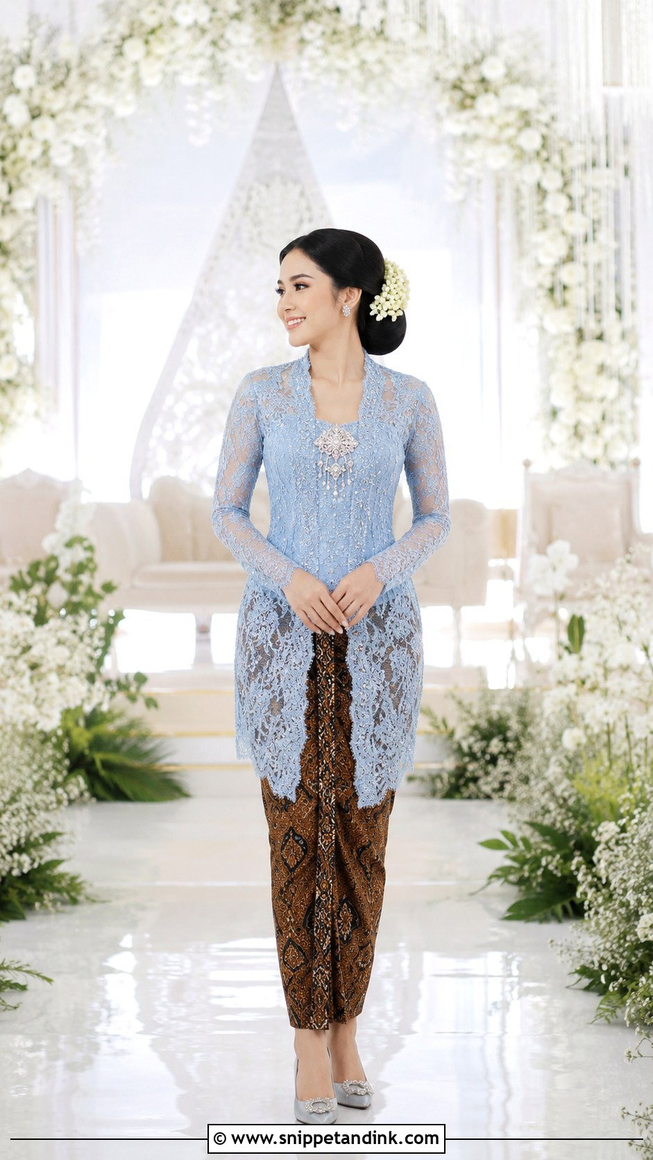 Powder Blue Javanese Wedding Kebaya - Snippet and Ink - 20 Javanese Wedding Outfit Ideas