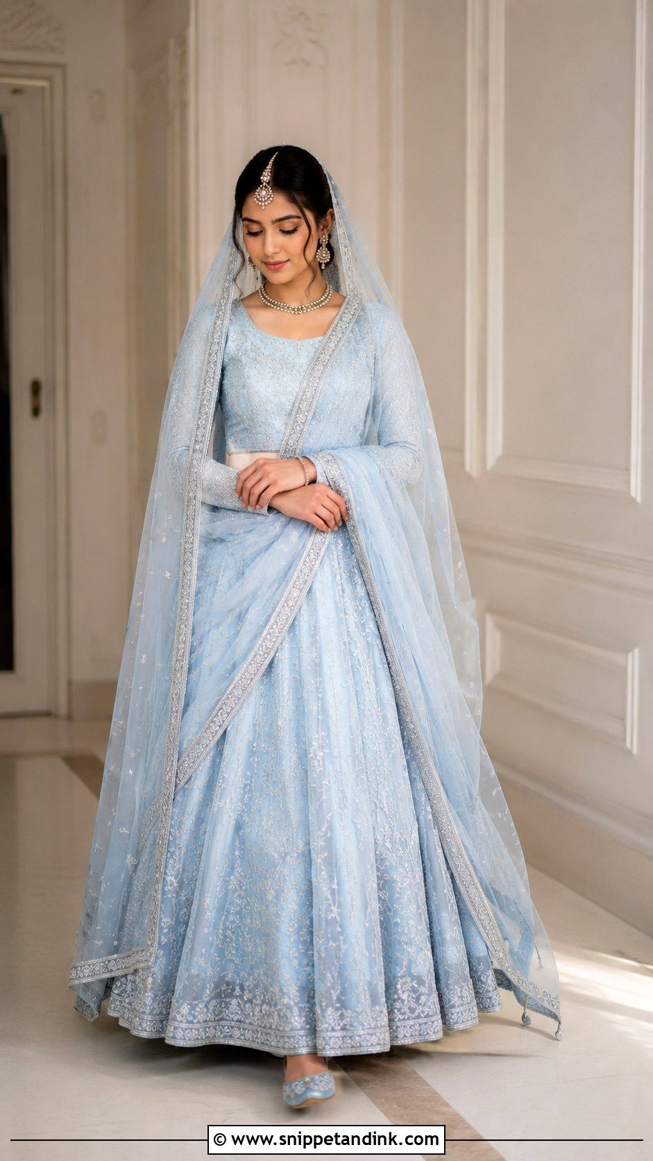 Powder Blue Lehenga Anand Karaj Outfit - Snippet and Ink - 30 Anand Karaj Outfit Ideas