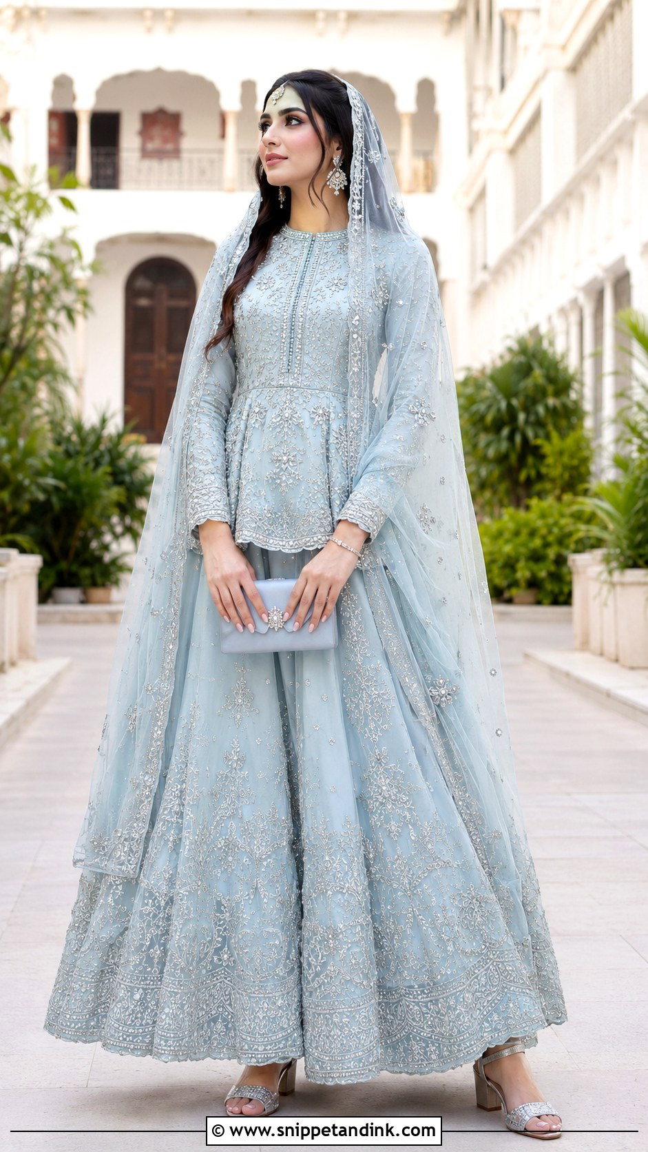 Powder Blue Lehenga Nikkah Dress - Snippet and Ink - 20 Dresses for Nikkah
